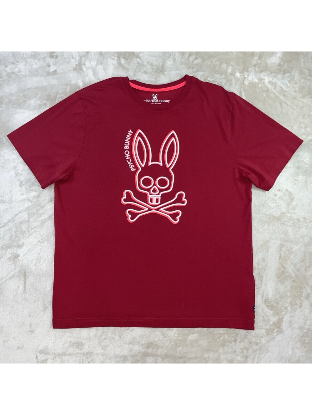 Psycho Bunny Red Short Sleeve Tee Pima Cotton Puff Print Graphic Logo Mens XL